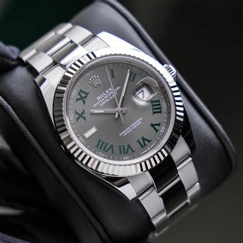 Rolex Datejust 41 Wimbledon Dial geriffelte Lünette Oyster Band